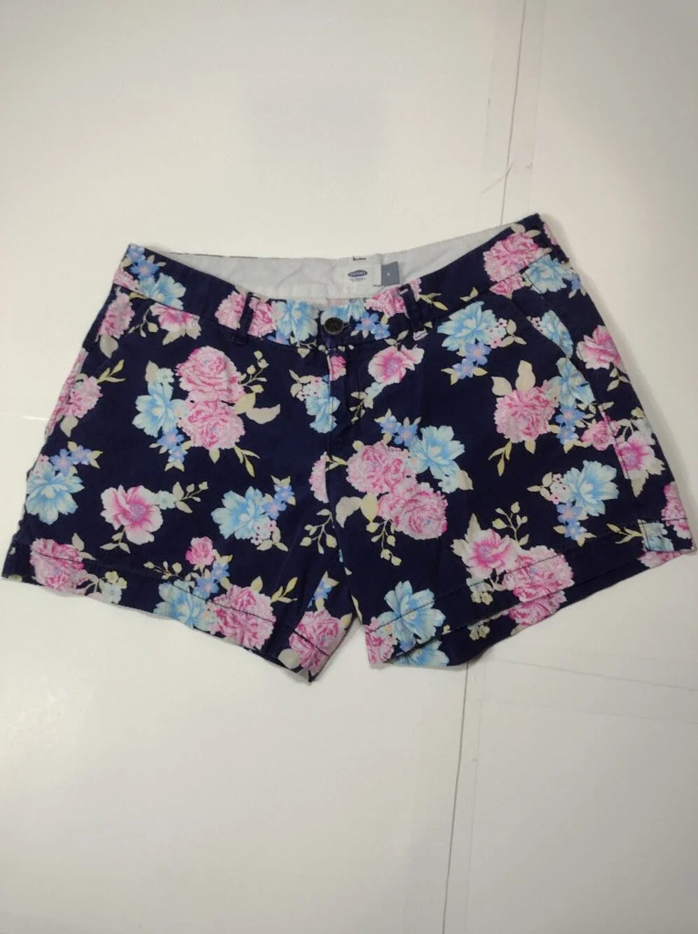 Old Navy Floral Print Navy Women’s Shorts - Pink & Blue Flowers